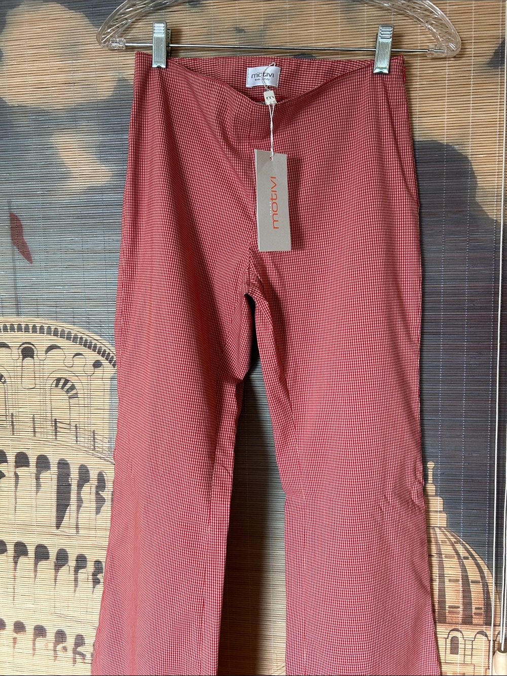 Mötivi Red Micro-Check Wide Leg Pants